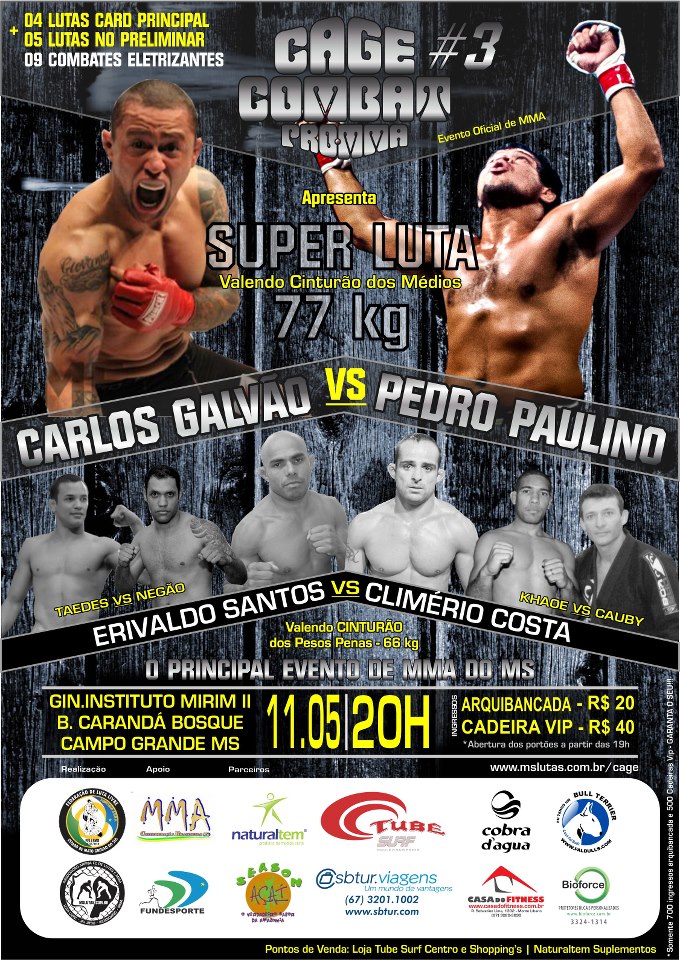 Cage Combat Pro MMA terá duas disputas de cinturão