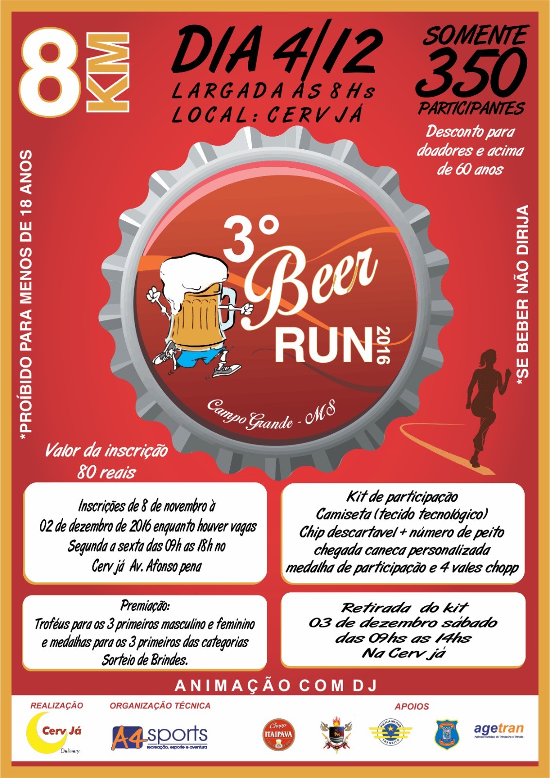 3º Beer Run acontece no dia 4 de dezembro em Campo Grande