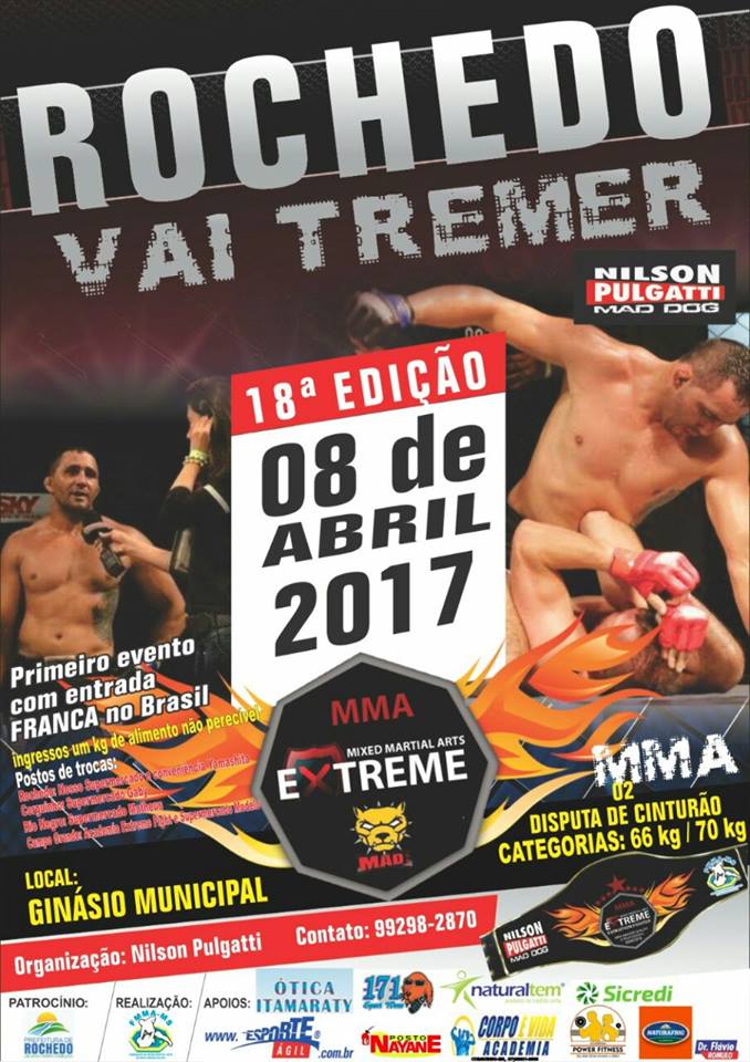 Extreme Evolution Fighter 18: Rochedo terá disputas de cinturão