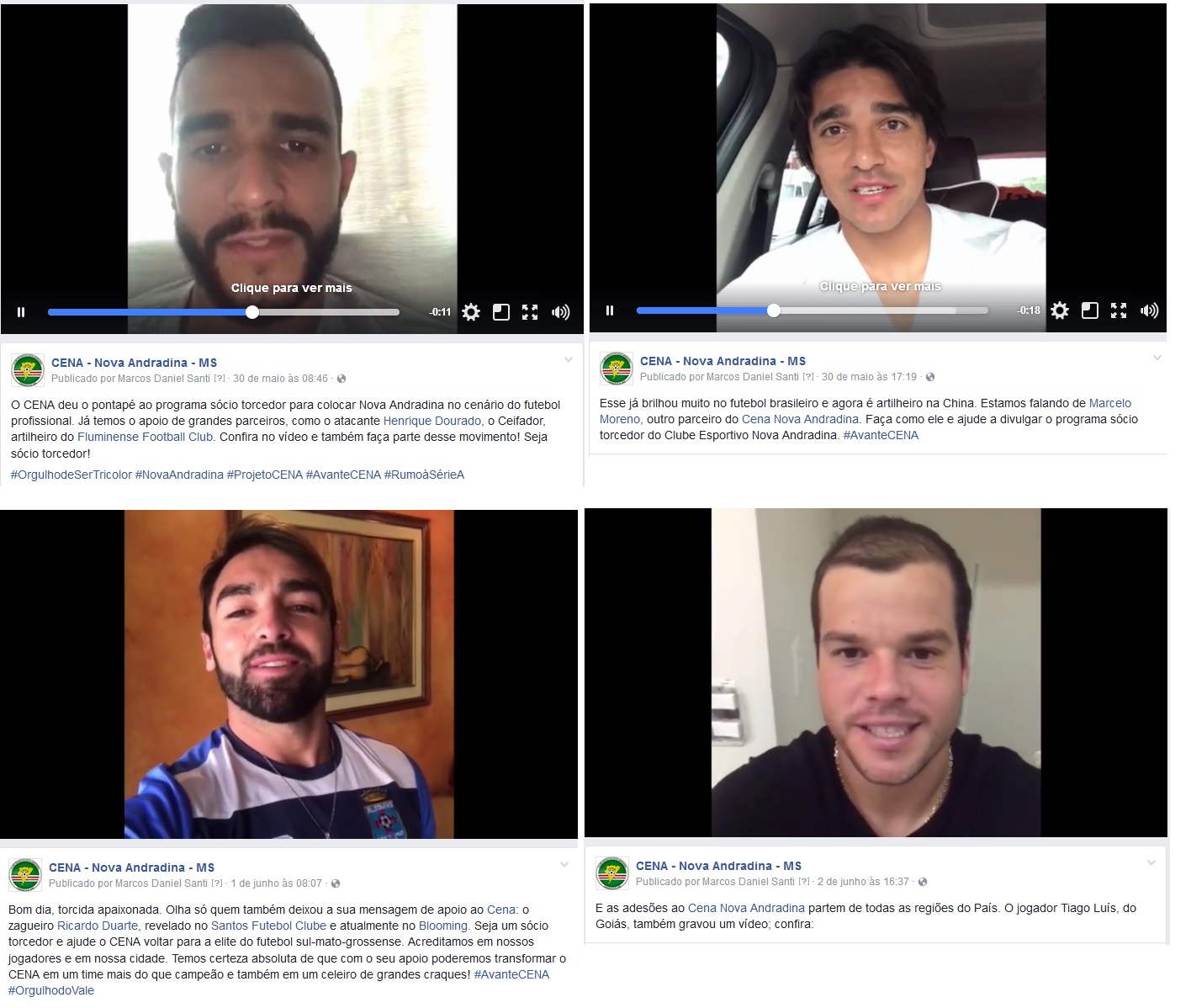 Jogadores de diversos países gravam vídeos de apoio ao CENA 