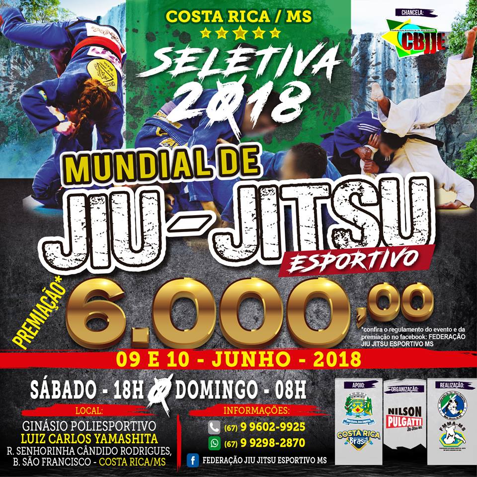 Seletiva para Mundial de Jiu-Jitsu Esportivo começa neste sábado em Costa Rica