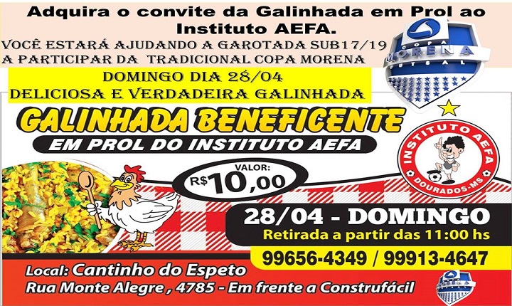 Instituto Aefa realiza almoço para arrecadar fundos para Copa Morena