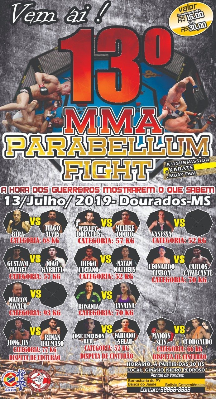 Dourados será sede do XIII Parabellum Fight ﻿no dia 13
