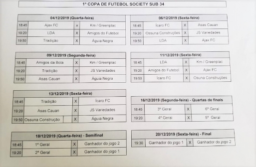 Veja a Agenda Esportiva de Água Clara até dia 20