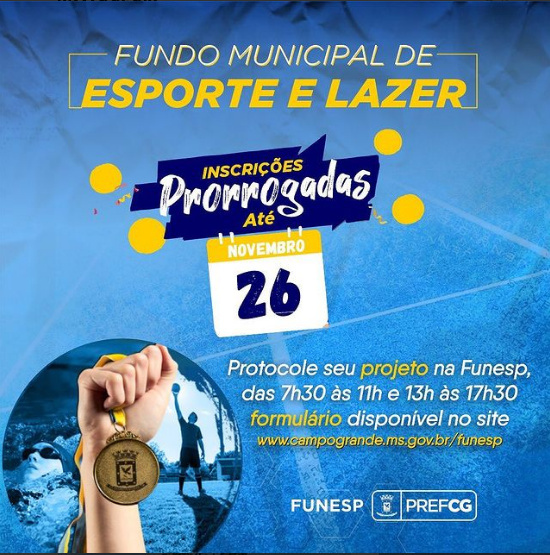 Seguem abertas as inscrições no Fundo Municipal de Esporte e Lazer