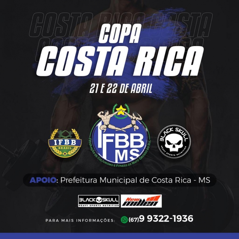 Copa Costa Rica de Fisiculturismo acontece nos dias 21 e 22 de abril