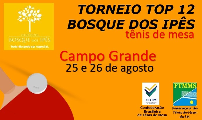 Shopping Bosque dos Ipês recebe Top 12 de Tênis de Mesa