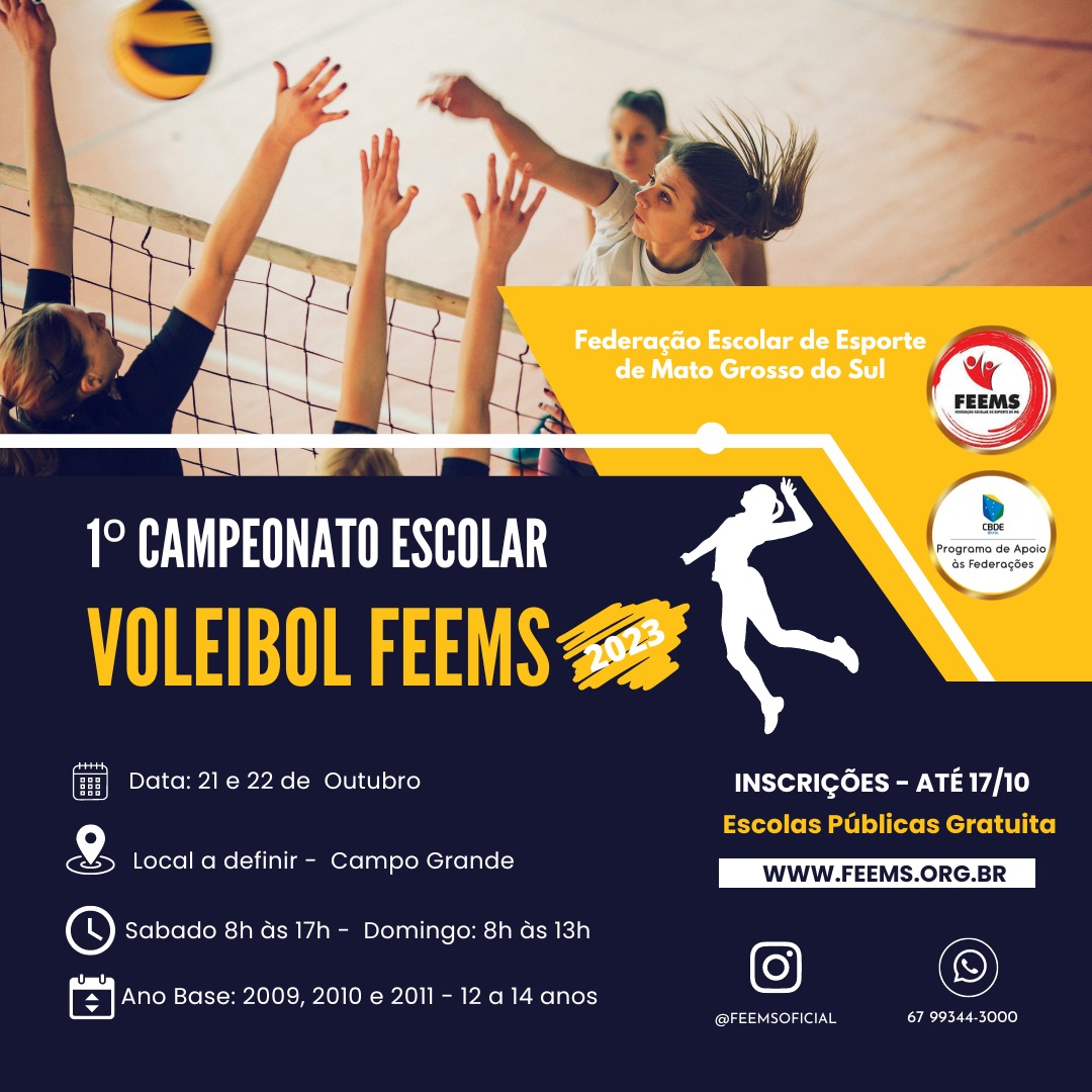 Se encerra as inscrição do Campeonato Estadual Escolar de Voleibol