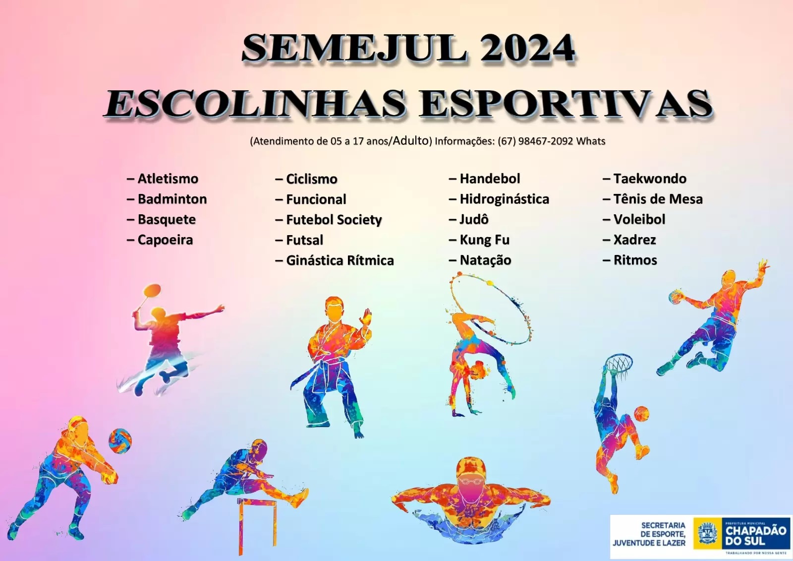 Aulas nas Escolinhas Esportivas de Chapadão do Sul promove a prática esportiva