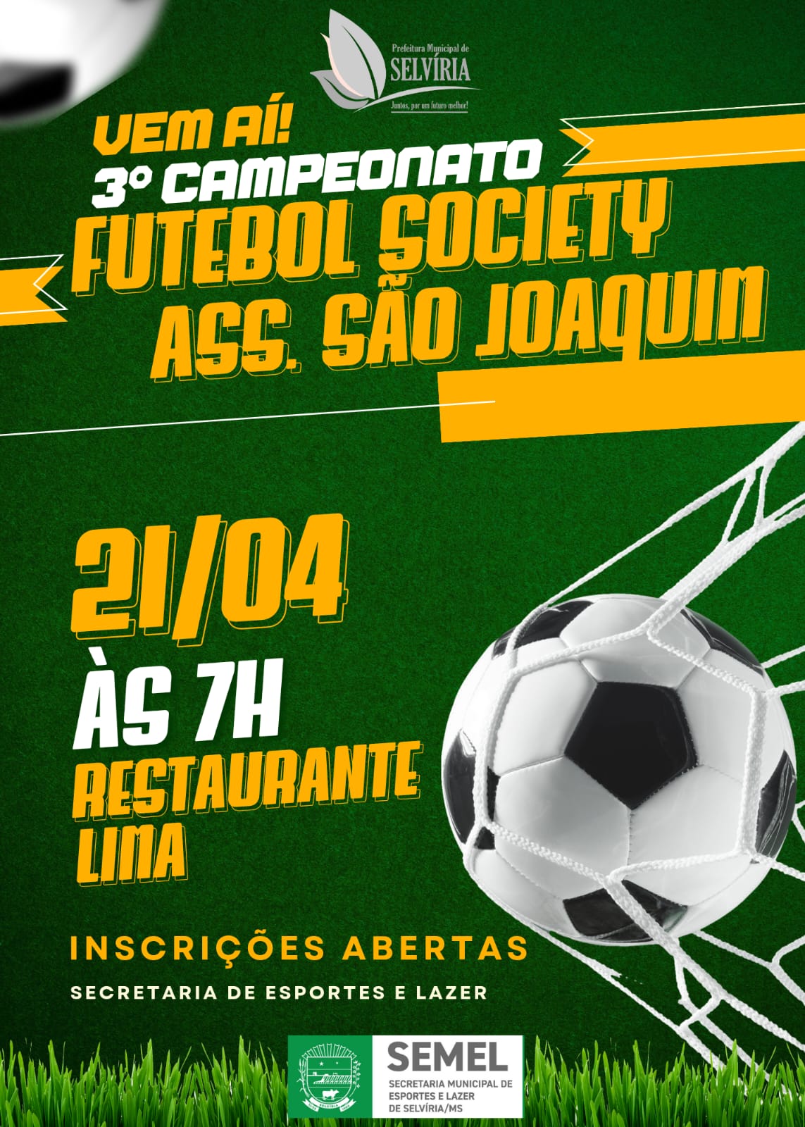 Assentamento São Joaquim sediará 3º Campeonato de Futebol Society