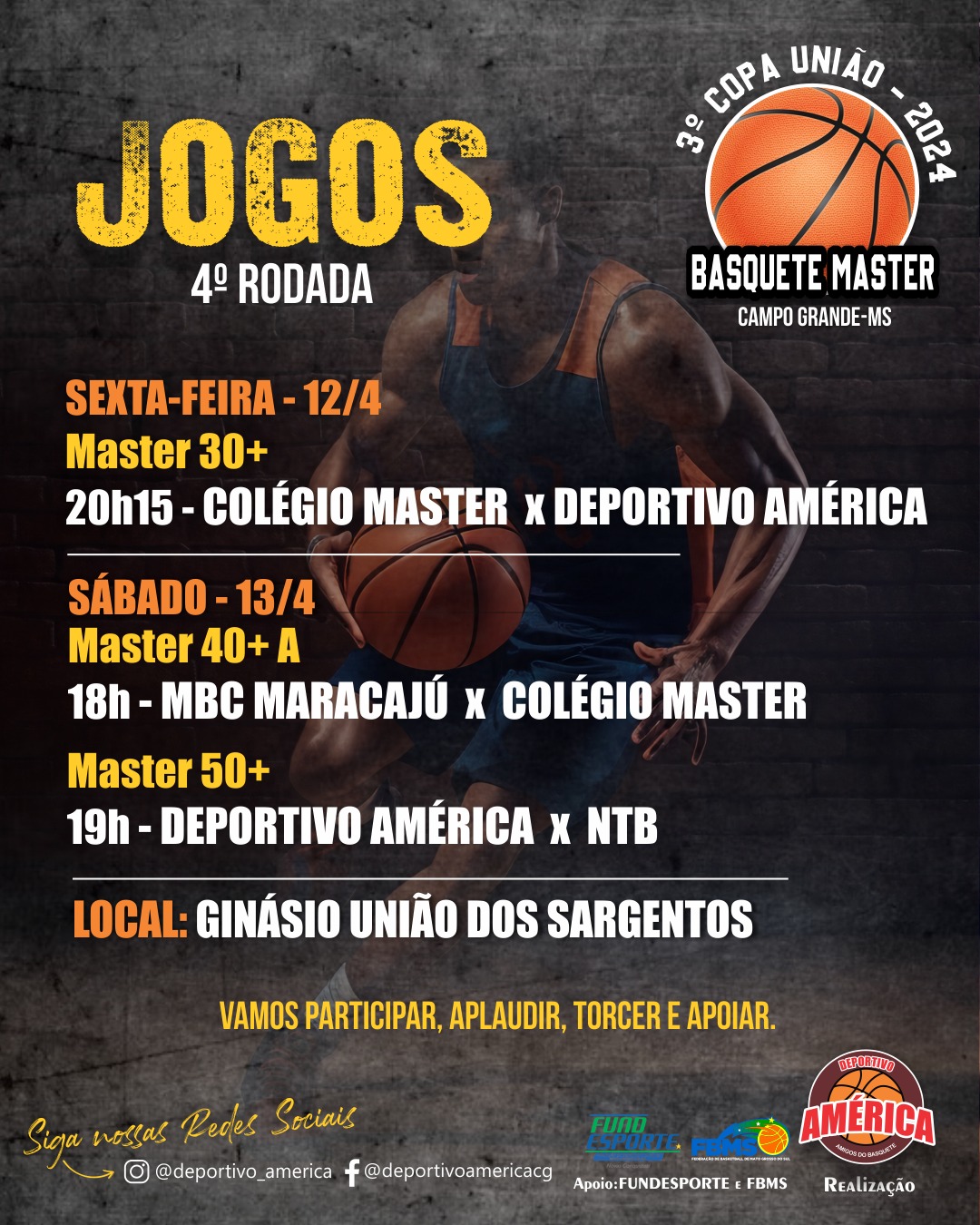 4° rodada da Copa União Master de Basquetebol acontece nesta sexta