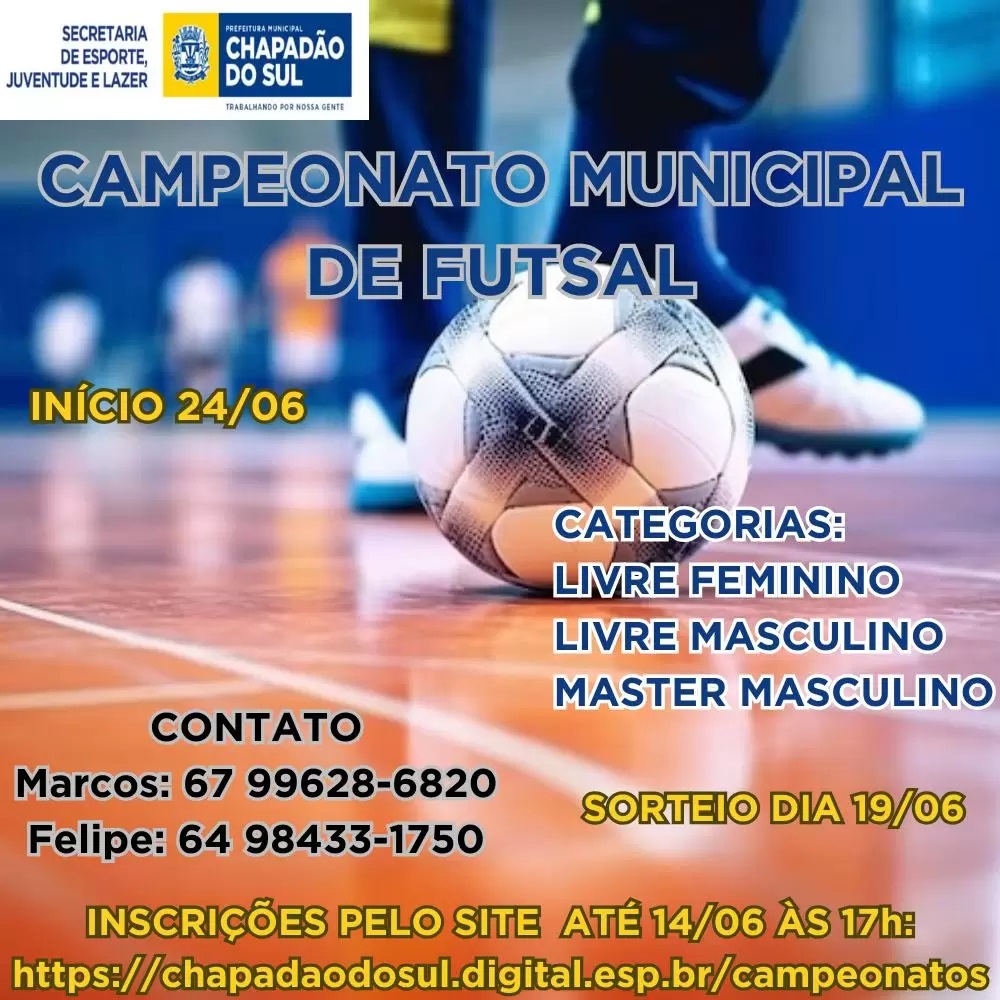 Prefeitura de Chapadão do Sul anuncia Campeonato Municipal de Futsal