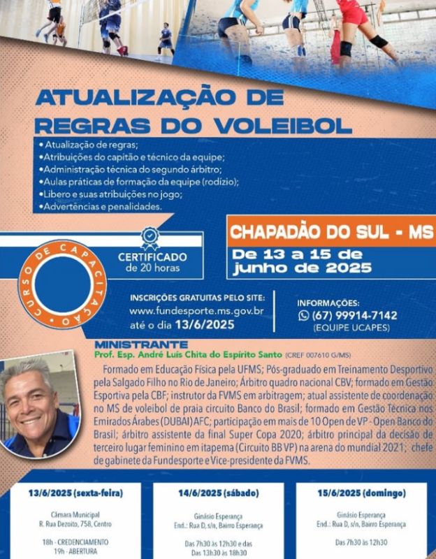 Chapadão do Sul sediará curso de Atualização de Regras do Voleibol