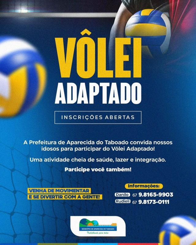 Inscrições abertas para o Vôlei Adaptado em Aparecida do Taboado