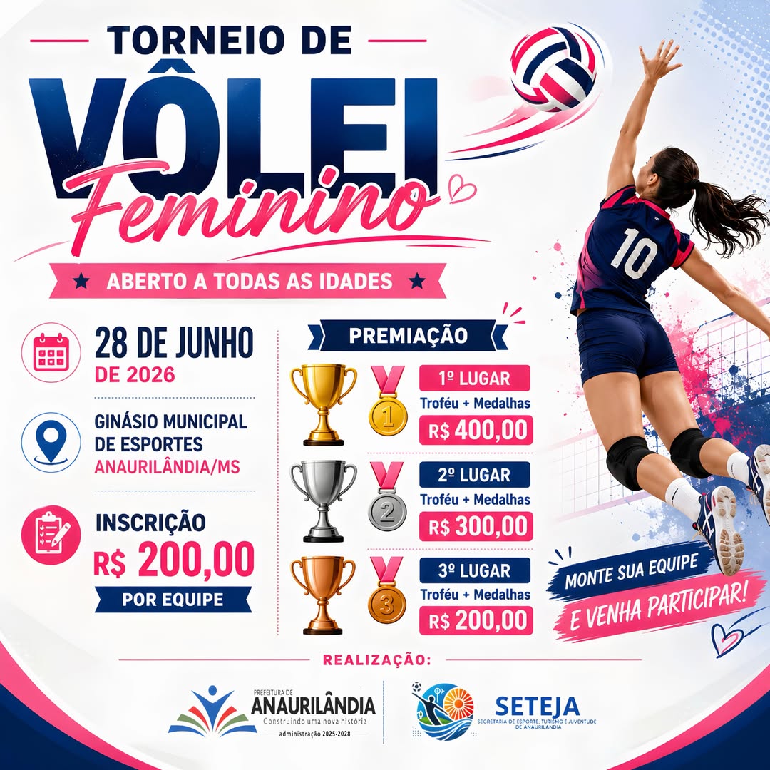 Torneio de Vôlei Feminino será realizado...
