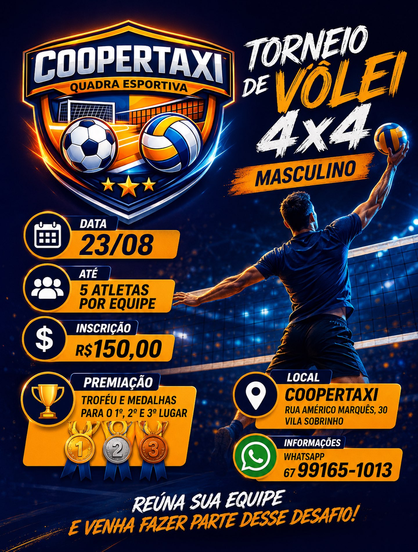 Torneio masculino de vôlei 4x4 será real...