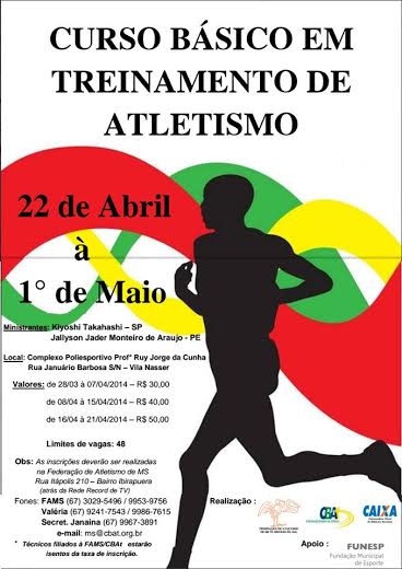 Curso Básico em Treinamento de Atletismo acontece neste mês em Campo Grande
