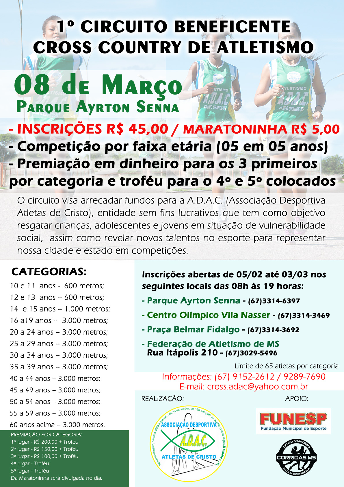 Inscrições para 1º Cross Country beneficiente