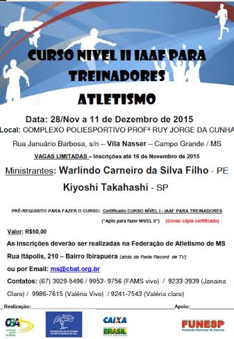 Federação abre inscrições Curso Nível II IAAF para Treinadores
