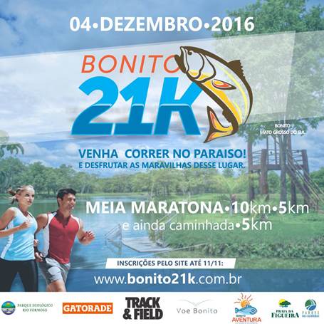 Meia maratona Bonito 21K abre inscrições