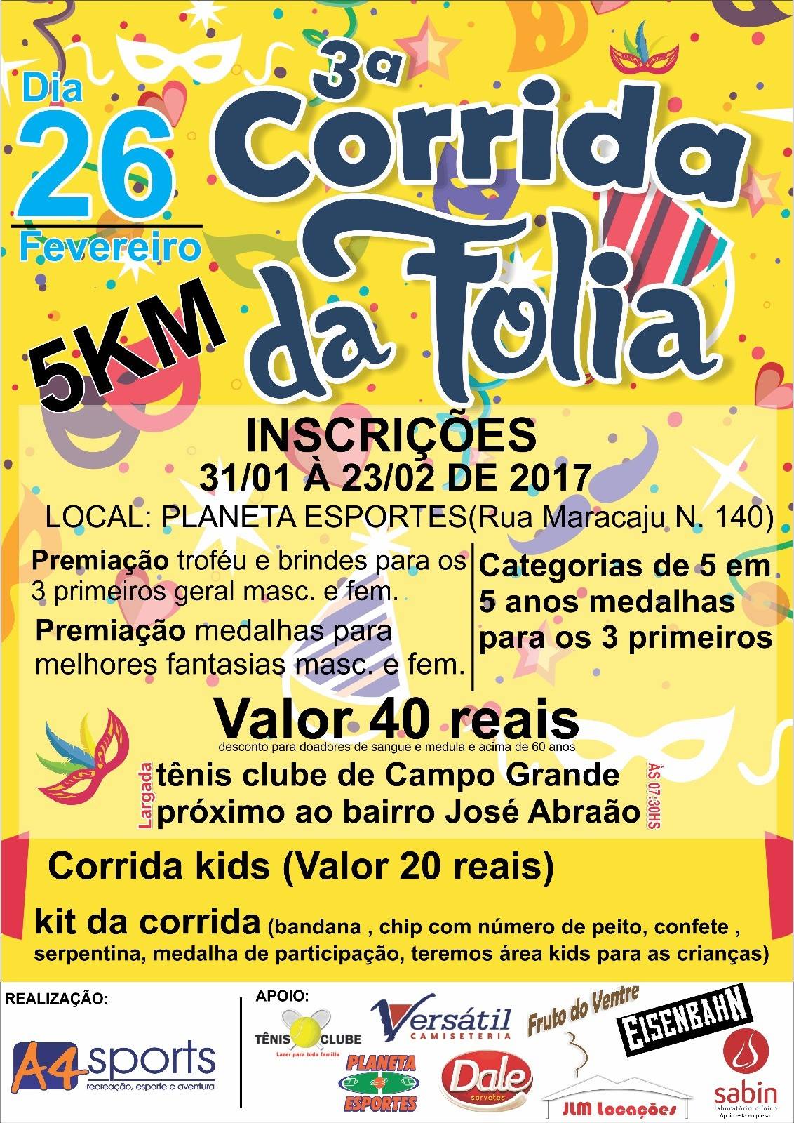 Corrida da Folia encerra inscrições nesta quinta-feira