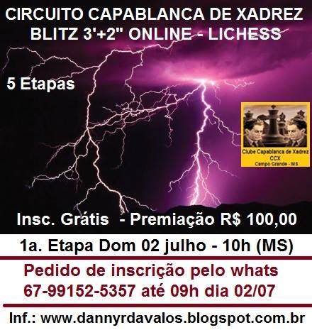 Clube da Capital inicia torneio online de xadrez no domingo