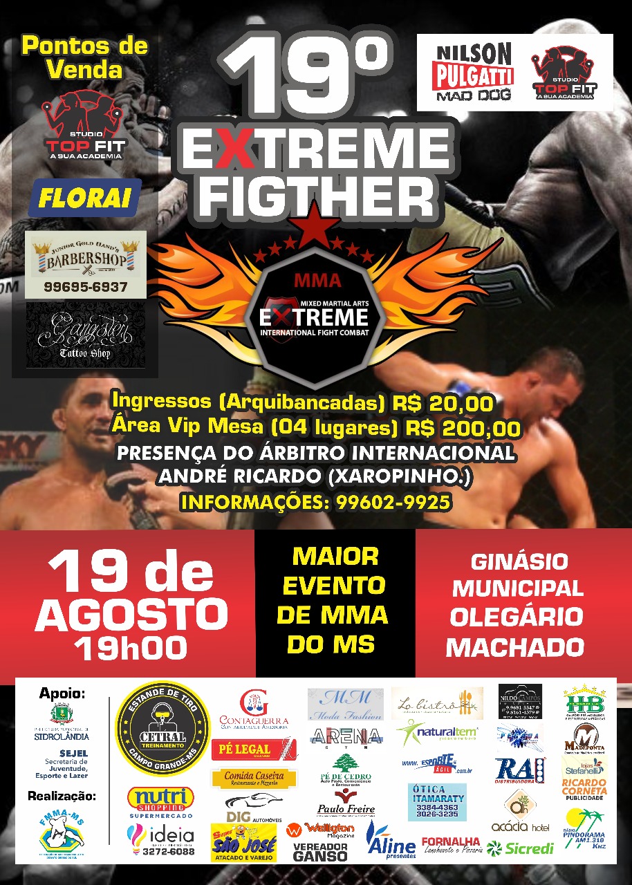 Organização divulga Card do Extreme Fighter 19