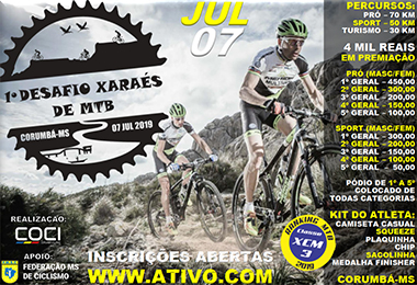 1º Desafio Xaraés de MTB chega a Corumbá em julho