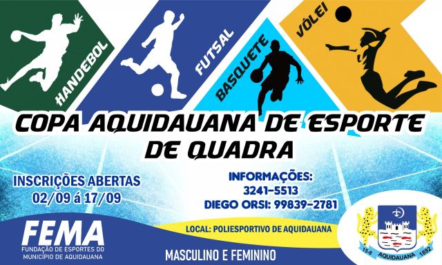 Aquidauana abre inscrições para a Copa de Esportes de Quadra