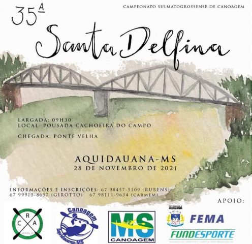 Prova Santa Delfina de Canoagem será realizada em Aquidauana
