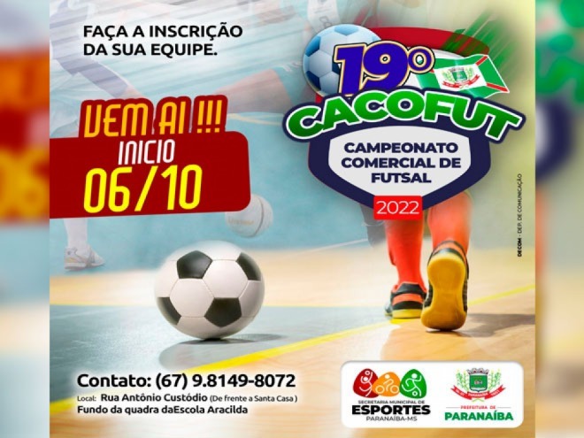 Paranaíba vai realizar a 19 º Cacofut em outubro
