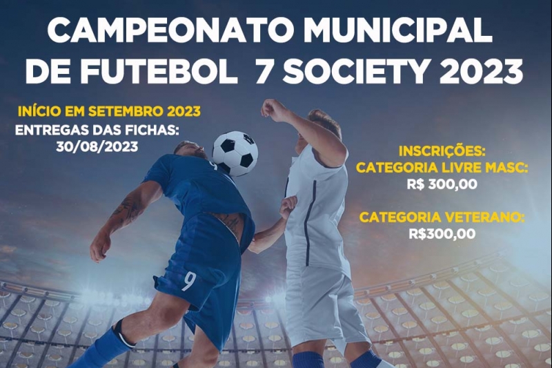 Inscrições Abertas para o Campeonato Municipal de Futebol 7 Society