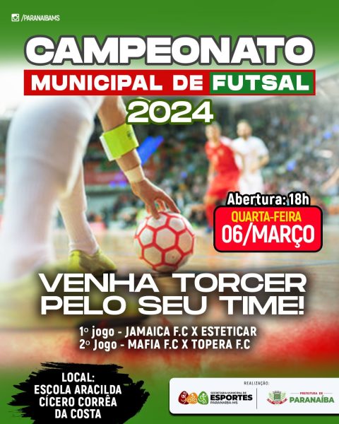 Paranaíba realizará a abertura do Campeonato Municipal de Futsal
