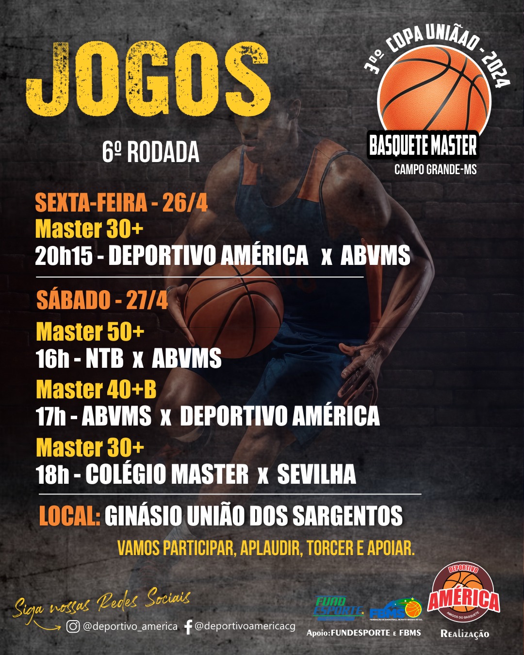 Confira a programação da 6° rodada da 3° Copa União Master