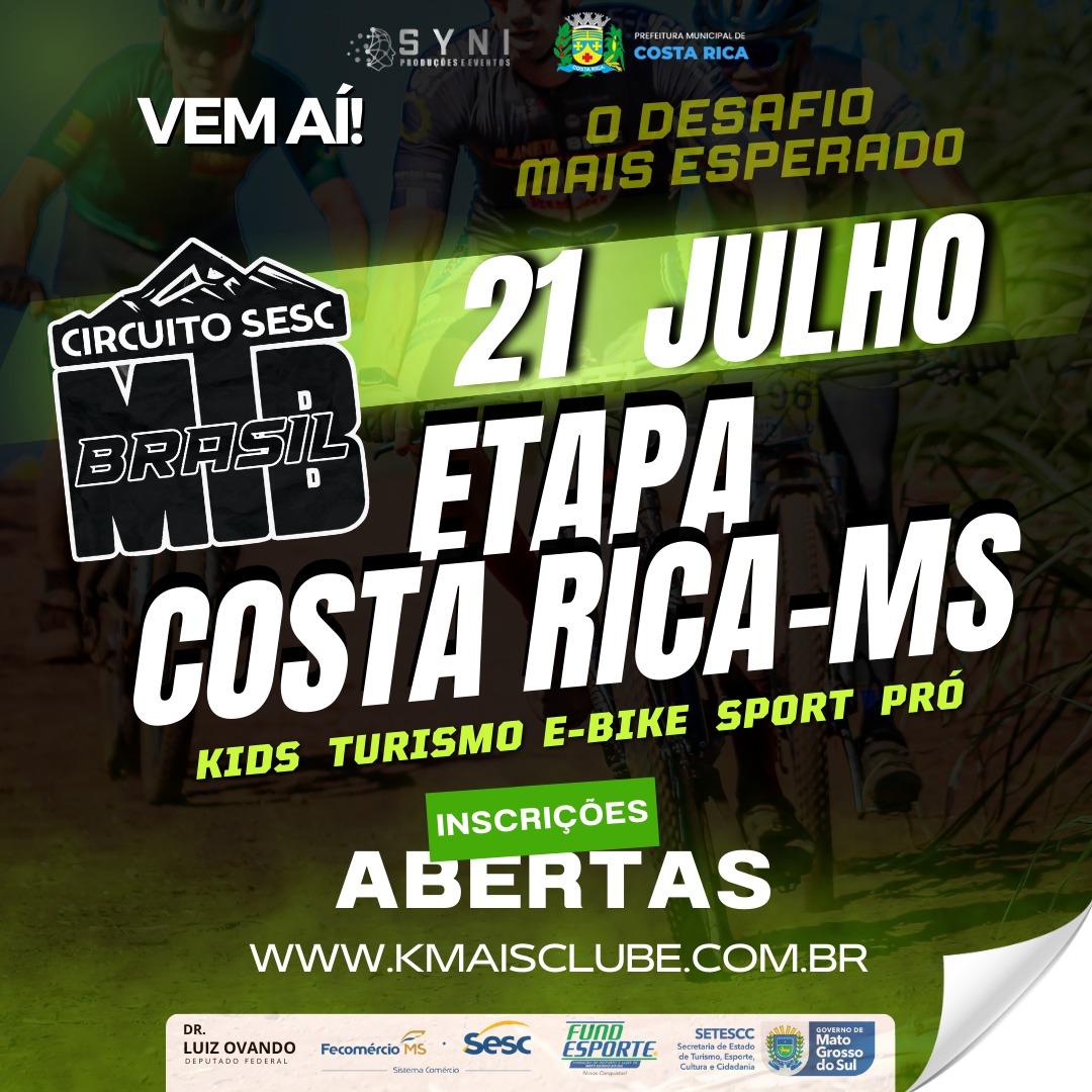Inscrições para Circuito Sesc MTB de Costa Rica estão abertas