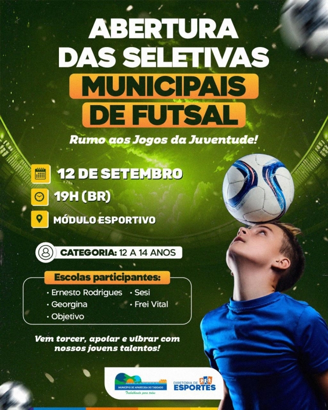 Seletivas Municipais de FUTSAL começam dia 12 de setembro