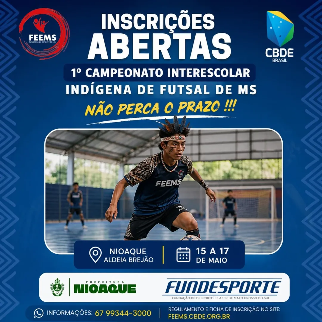 Inscrições abertas para o 1º Campeonato Interescolar Indígena de Futsal em MS