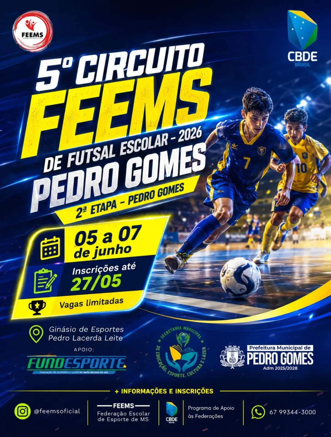 Circuito Escolar de Futsal terá etapa em Pedro Gomes com inscrições abertas
