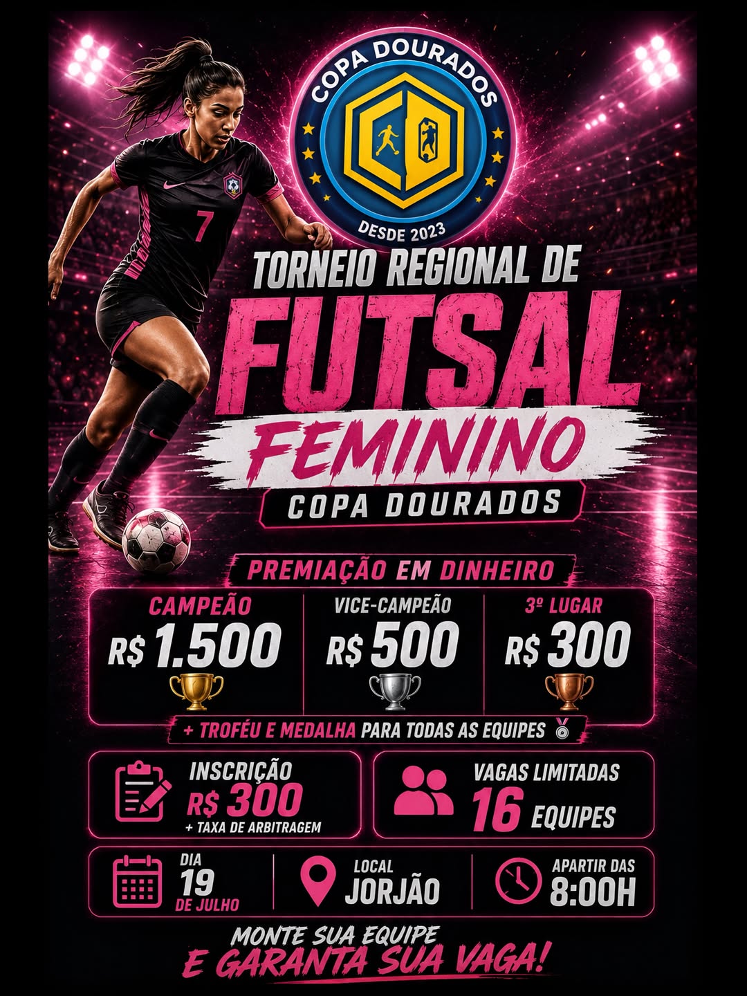 Torneio Regional de Futsal Feminino – Copa Dourados 2026 terá premiação em dinheiro