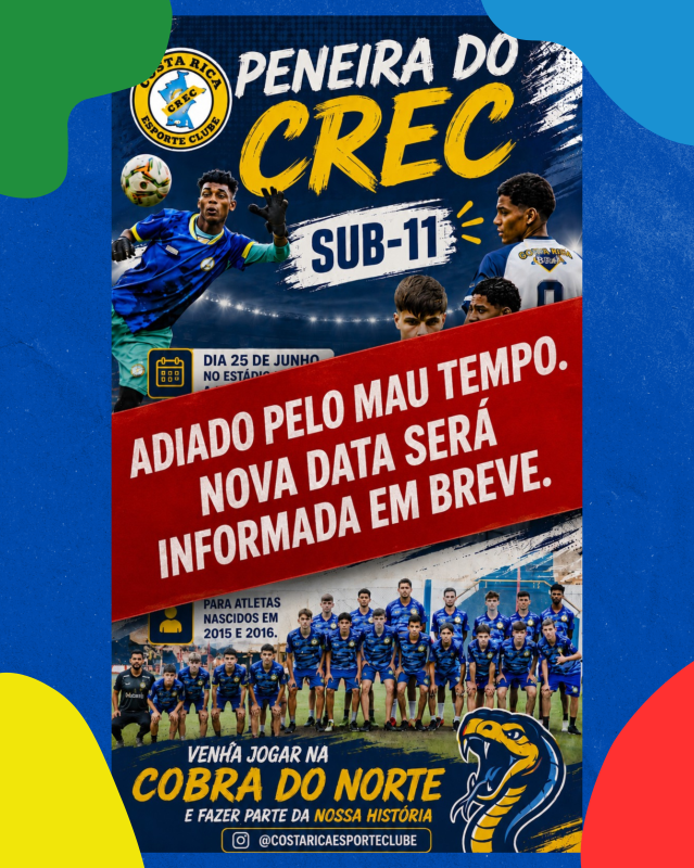 Frio intenso adia peneira do CREC Sub-11...
