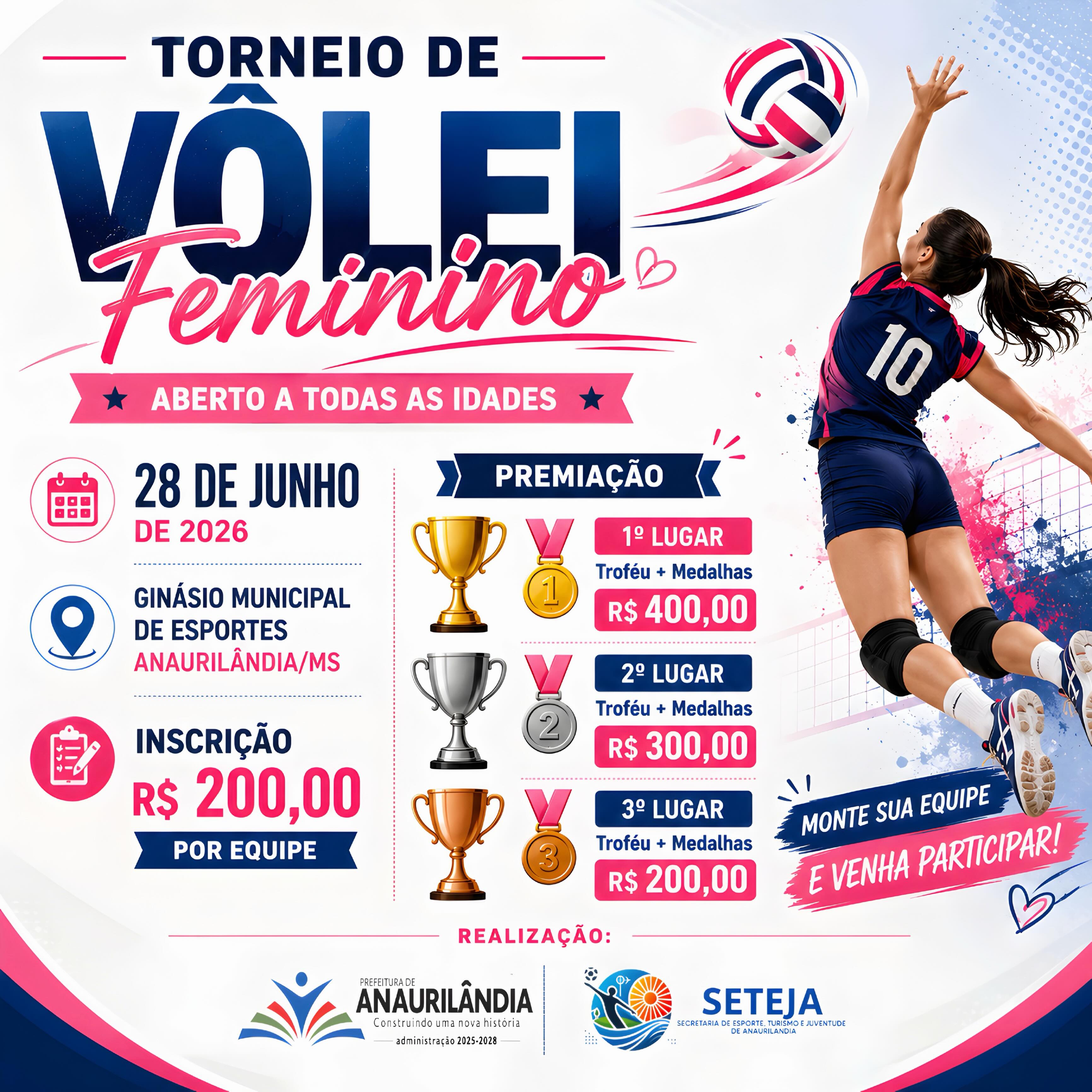 Torneio de Vôlei Feminino será realizado em Anaurilândia