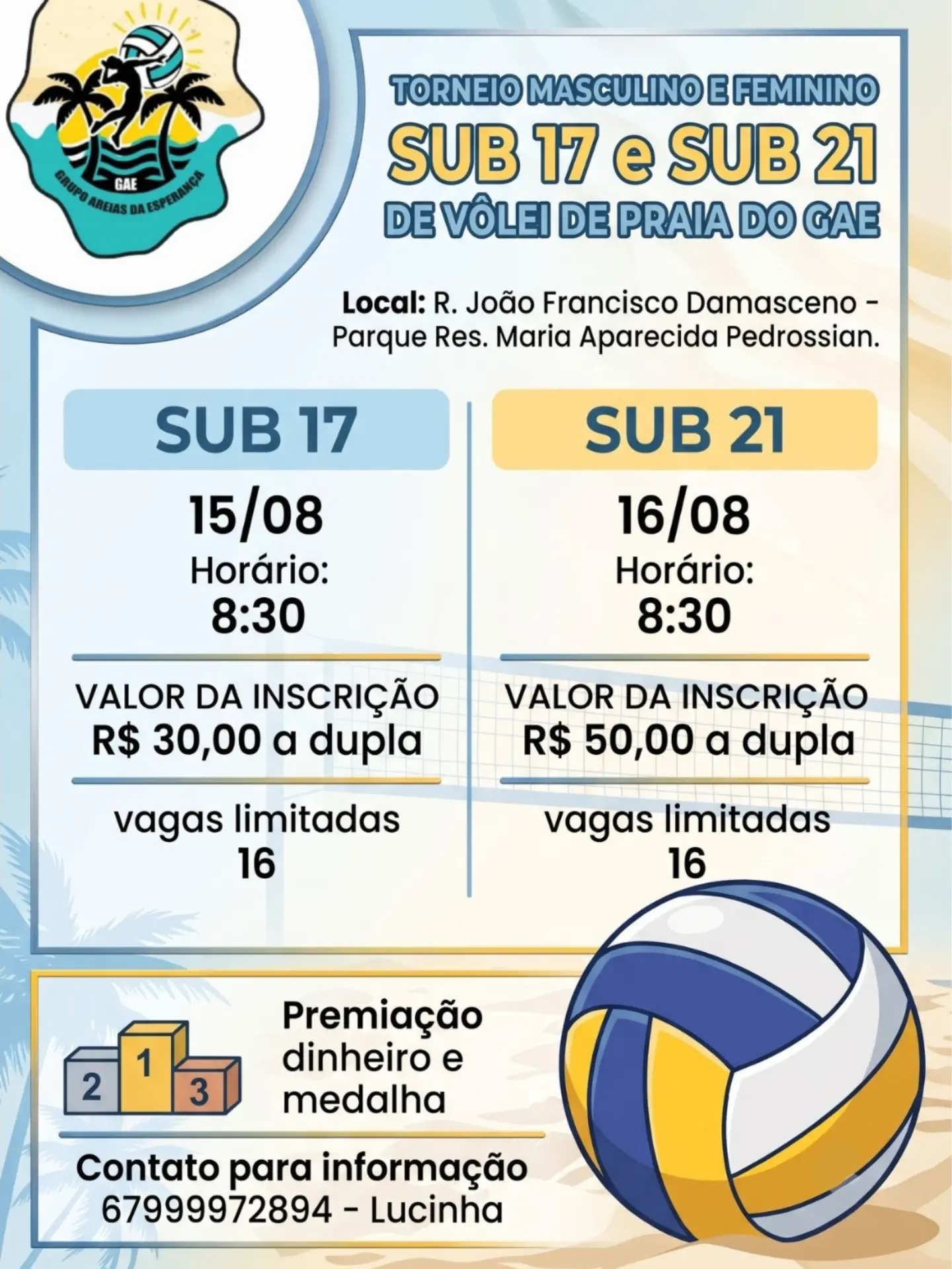 Torneio de vôlei de praia reúne categorias Sub-17 e Sub-21 em Campo Grande