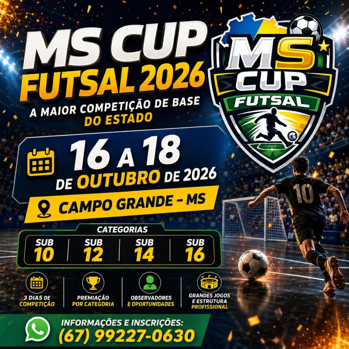 MS Cup Futsal 2026 será realizada em Campo Grande com quatro categorias de base