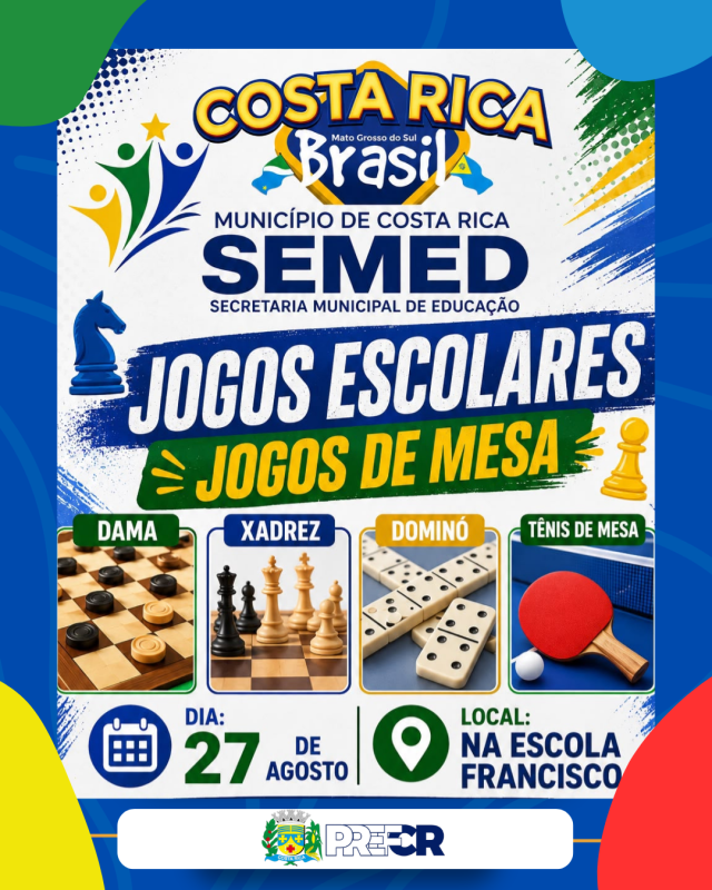 Costa Rica promove Jogos Escolares com competições de atletismo e jogos de mesa dias 27 e 28