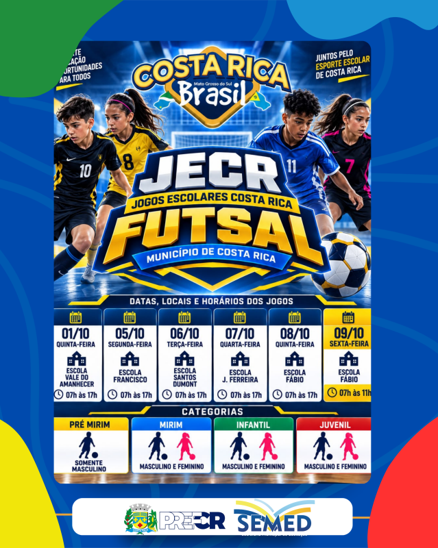 Jogos Escolares reúne estudantes de Costa Rica em programação de Futsal durante seis dias de competições em outubro