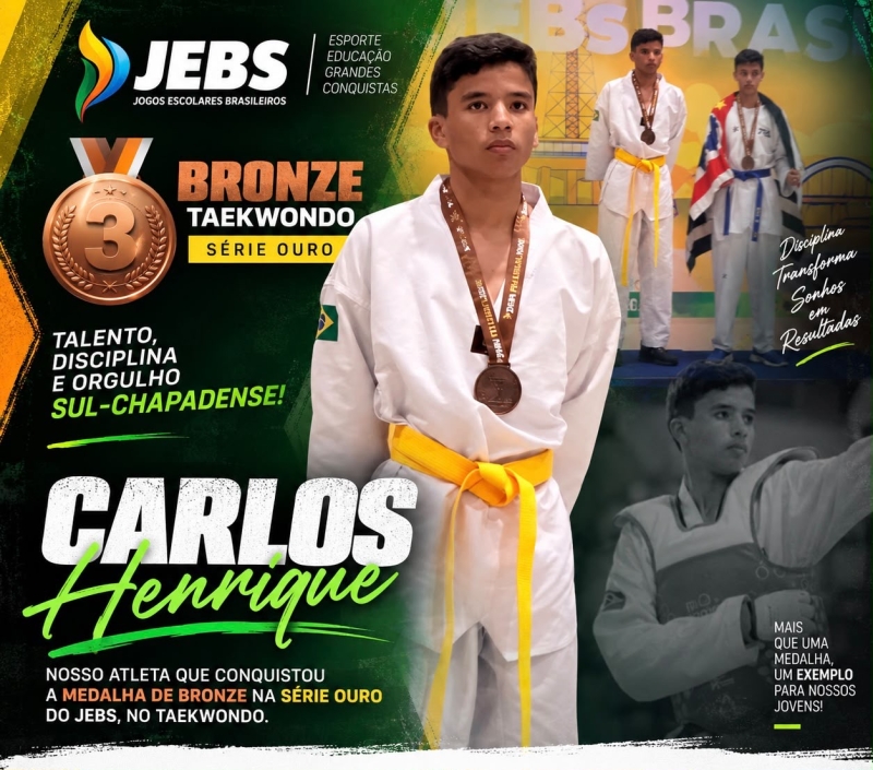 Carlos Henrique conquista bronze nos JEBS e coloca Chapadão do Sul no pódio nacional